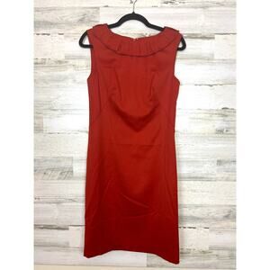 Badgley Mischka Womens 8 Dark Orange Wool Lined Mini Cocktail Formal Dress